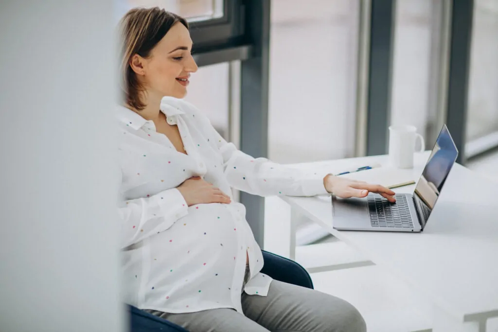 A pregnant woman undergoing a polygraph test